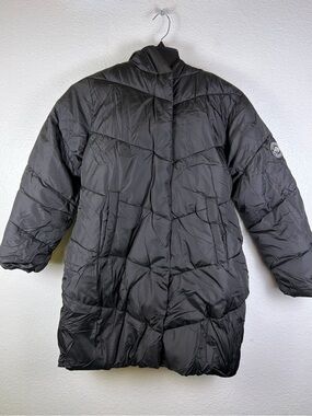Solomate Teens Black Long Puffer Coat Hooded Windproof Zip Up Size 14Y